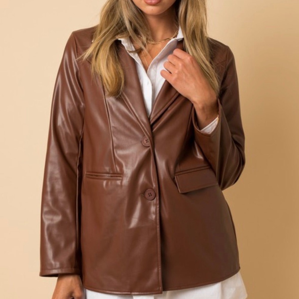 Faux Leather Blazer.  NWT. Multiple sizes available